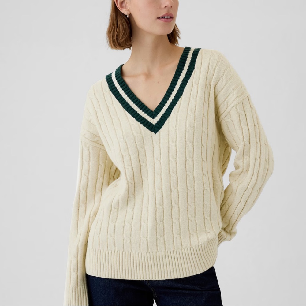 Gap Varsity Cable-Knit Sweater
